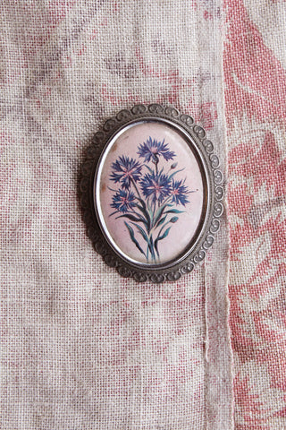 Old Floral Brooch - Cornflowers
