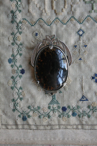 Glass Set Brooch