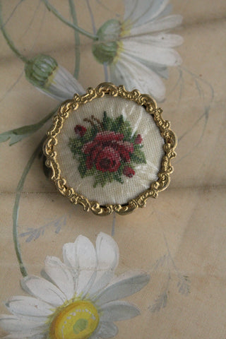 Old Rose Linen Brooch