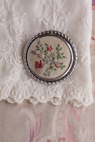 Hand Embroidered Floral Brooch