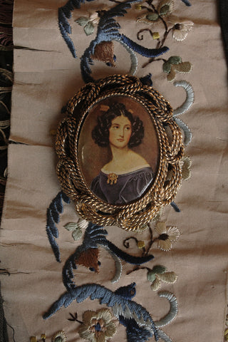 Vintage Brooch - Lady in Blue