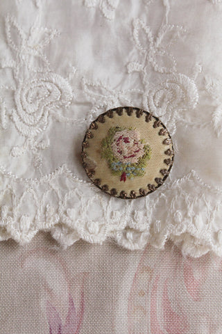 Hand Embroidered Floral Brooch - Rose