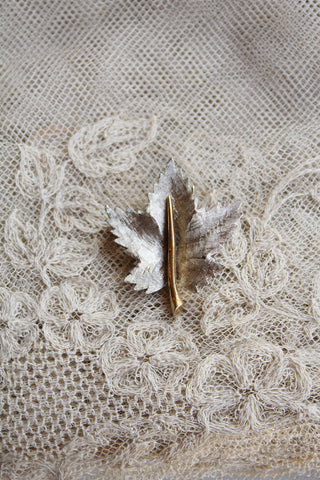 Vintage Silver Leaf Brooch