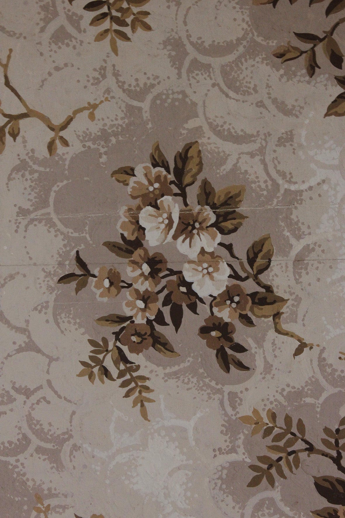 Floral Painting - Beautiful Vintage Hand Painted Textile Design - Corsage