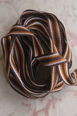 Vintage Ribbon - Brown and White Stripe