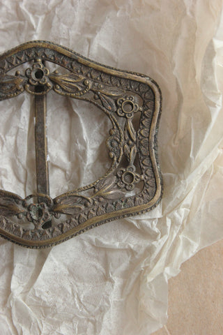 Worn Brass Floral Buckle