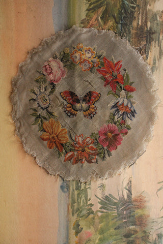 Reclaimed Petit Point Sampler - Butterfly & Flowers