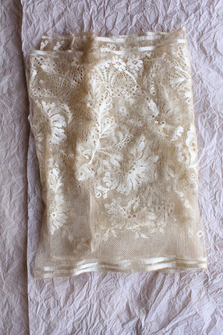 Fine Delicate Detailed Embroidered Reclaimed Lace Silk Panel