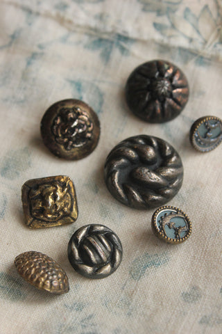 Old Detailed Clothing Pressed Metal Buttons