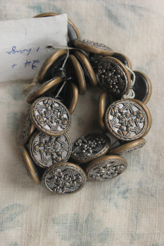 Intricate Rare Floral Glass & Metal Buttons
