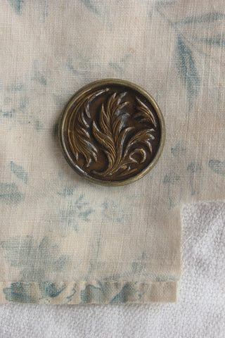 Beautiful Glazed Brass Leaf Button