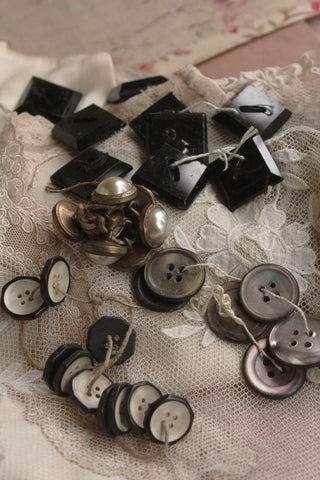 Collection of Edwardian & Victorian Glass, Set Brass & Mother of Pearl Buttons
