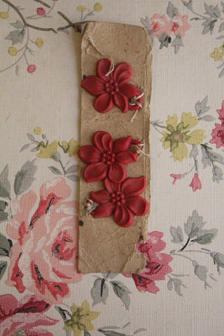 Vintage Carded Red Floral Buttons