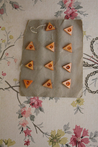 Vintage Carded Triangular Mother Of Pearl Buttons