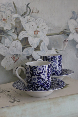 Old Burleigh Coffee Cups & Saucers - Calico