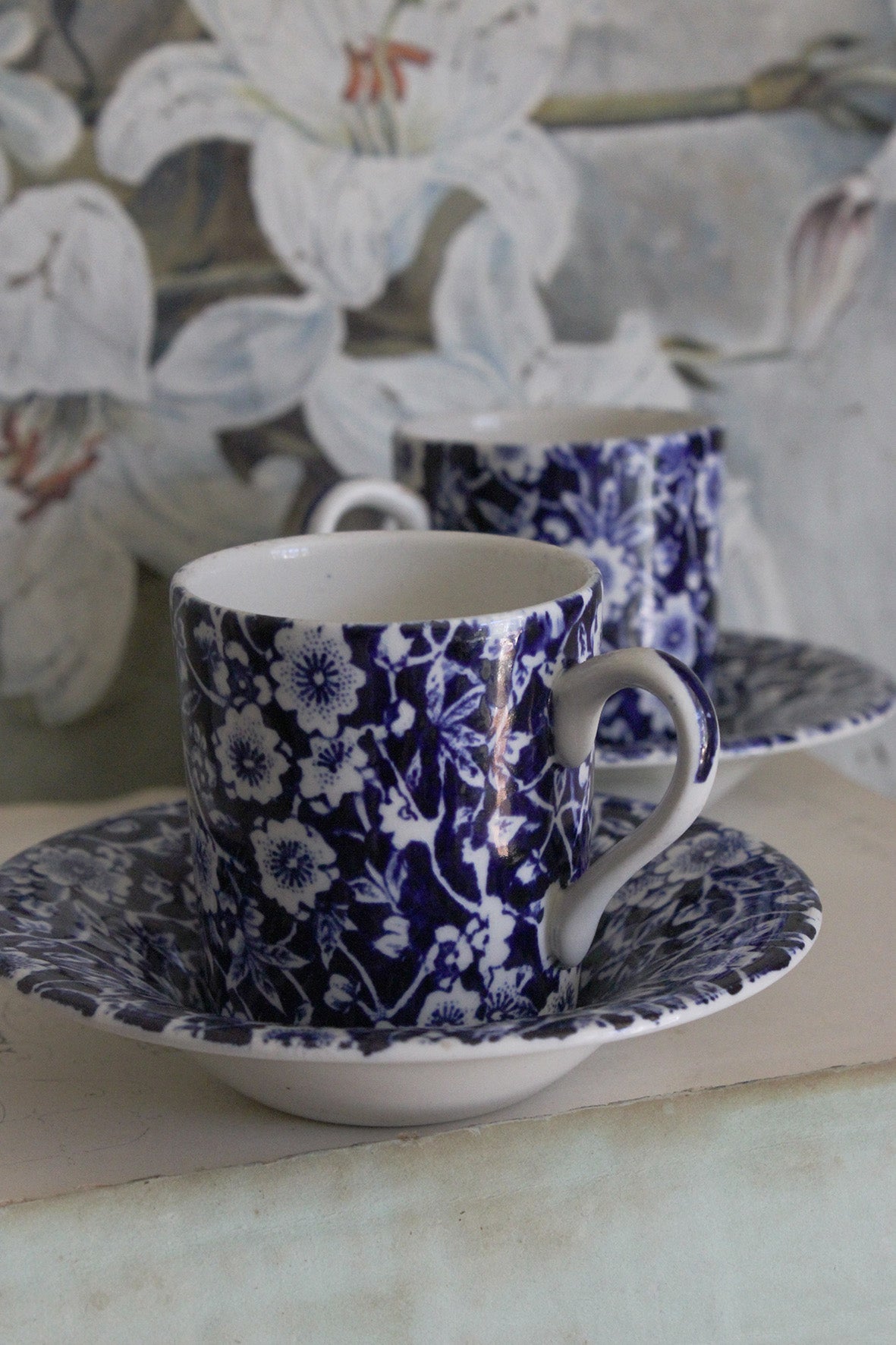 Old Burleigh Coffee Cups & Saucers - Calico