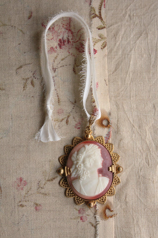 Cameo Resin Pendant on Silk Hanger