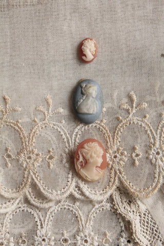 The Tiniest of Reclaimed Cameos - Amber & Blue
