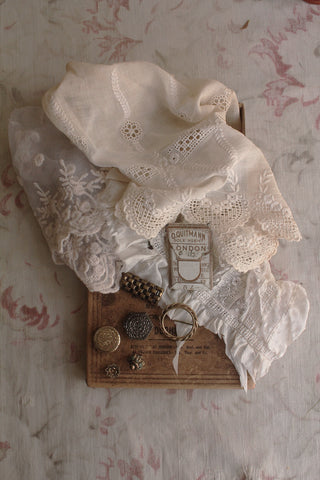 Old Keepsake Box of Reclaimed Dress Panels and Details