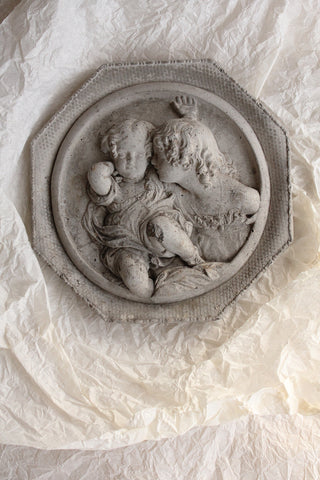 An old stone plaque - The Calmady Children