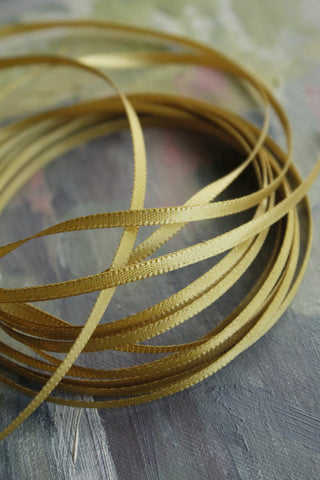 Double Satin Ribbon - Gold Chartreuse 3mm