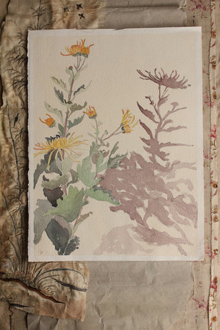 Vintage Floral Watercolour - Flower Silhouette