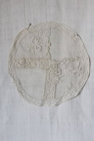 Delicate French Hand Made Dressing Mat - Fine Floral & A Bow