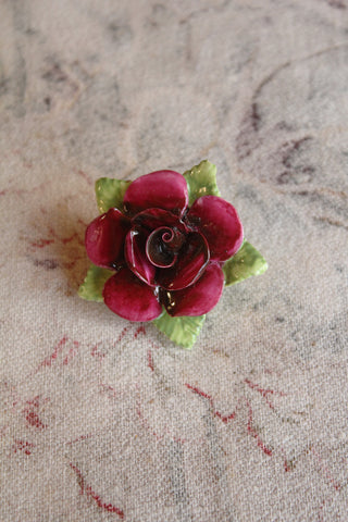 Vintage Porcelain Coalport Rose Brooch