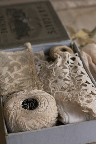 Old Coats Thread Box Filled with Treasure