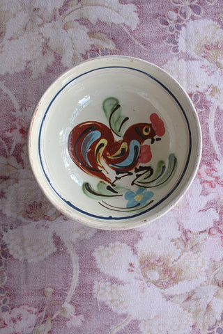 Hand Painted Kitchen Bowl - Cockerel & Flower