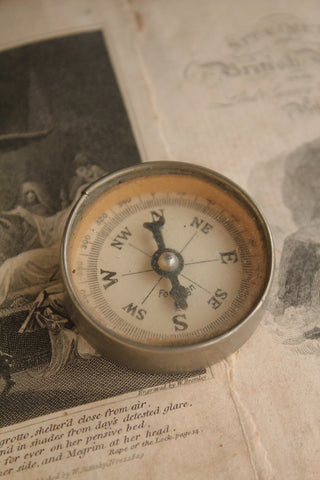 Old Edwardian Pocket Compass/Mirror
