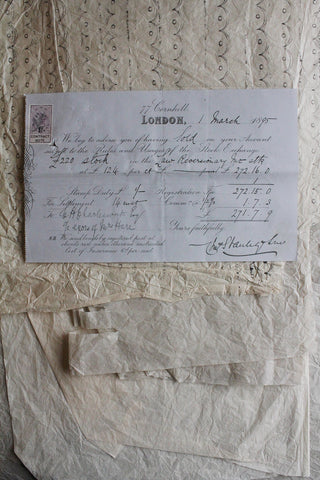 Old Hand Written Contract Note - London