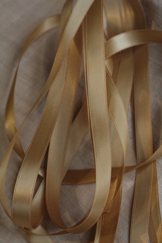 Double Satin Ribbon - Old Cream Gold
