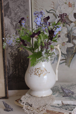 Old Hand Painted Delicate Floral Cream Jug