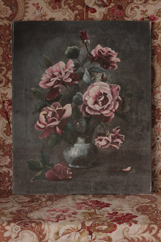 Vintage Perfectly Imperfect Oil Painting on Canvas - Roses