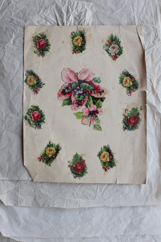 Old Hand Printed Wallpaper Panel - No.3