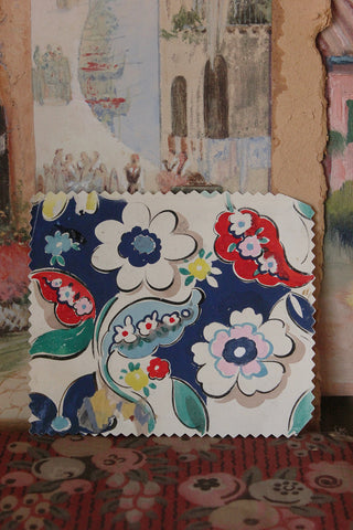 Vintage Hand Painted Double Sided Textile Design - Forties Florals