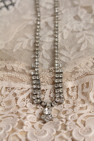 Vintage Diamante Cut Glass Necklace - Single Droplet