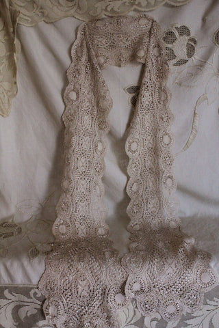 Beautiful Antique Silk Needle Lace Dress Scarf