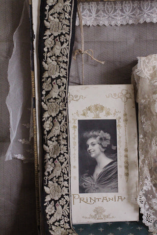 An Exquisite Old Embroidered Silk Length - Florals & Birds