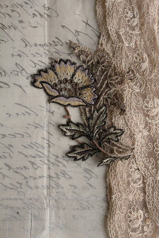 Antique Rare Embroidered Applique