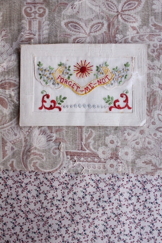 Old Embroidered Postcard - Forget me Not