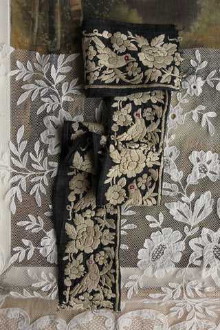 An Exquisite Old Embroidered Silk Length - Flowers & Birds