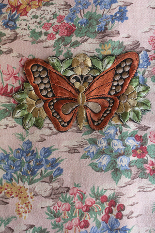Large Vintage Embroidered Butterfly Applique