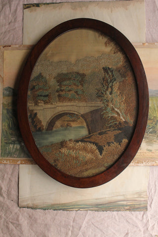 Rare Exquisite Hand Embroidered Landscape