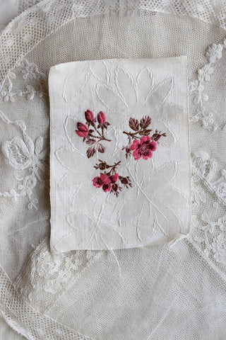 Old Embroidered Panel - Wild Roses