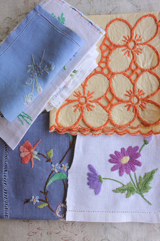Vintage Snippets of Hand Embroidered Table Linen