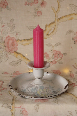 Vintage Enamelled Floral Chamber Stick