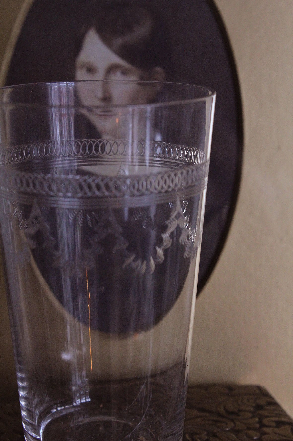 Old Edwardian Etched Glass