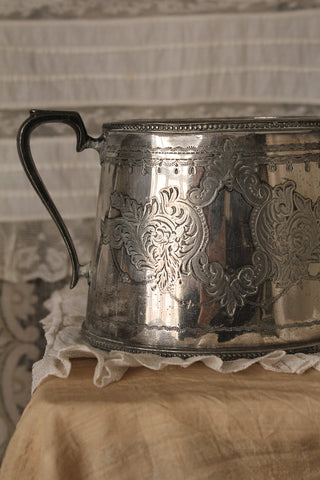 Old Decorative Silver Plated Etched Vase